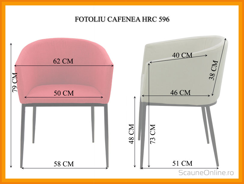 Dimensiuni Fotoliu cafenea HRC 596
