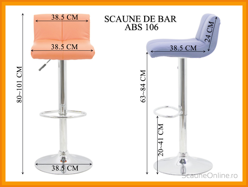 Dimensiuni Scaune de bar ABS 106