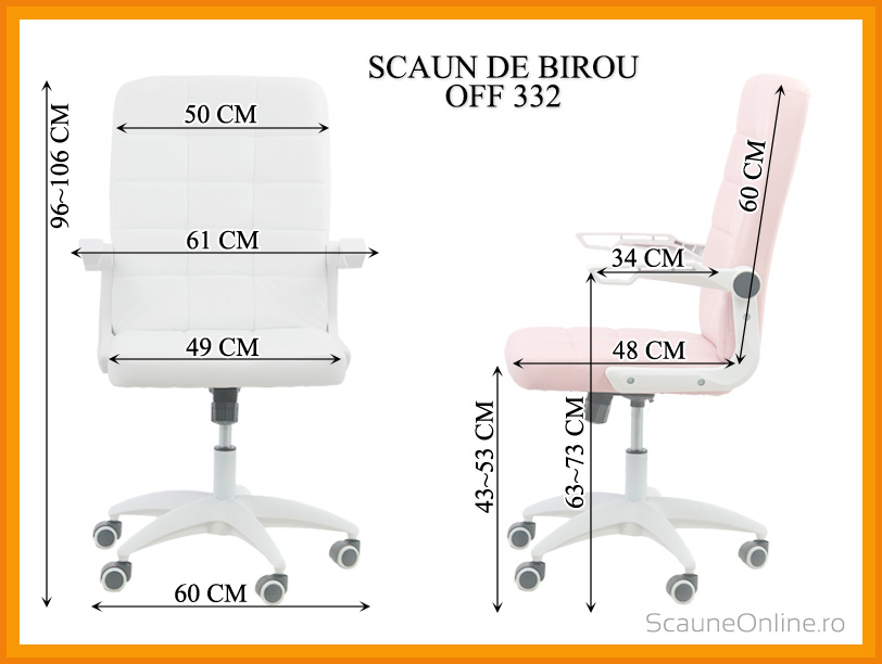 Dimensiuni scaun de birou OFF 332