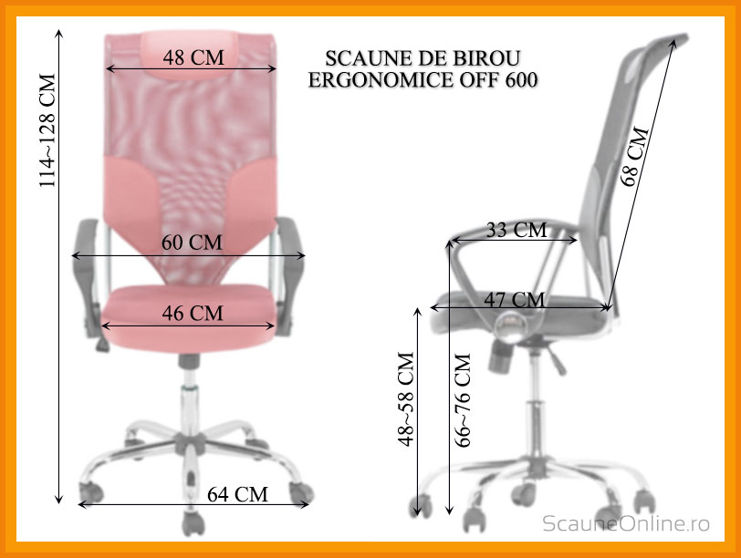 Dimensiuni scaune birou ergonomice OFF 600