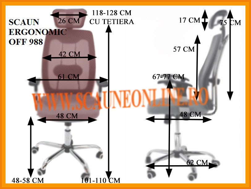 Dimensiuni Scaun ergonomic de birou OFF 988