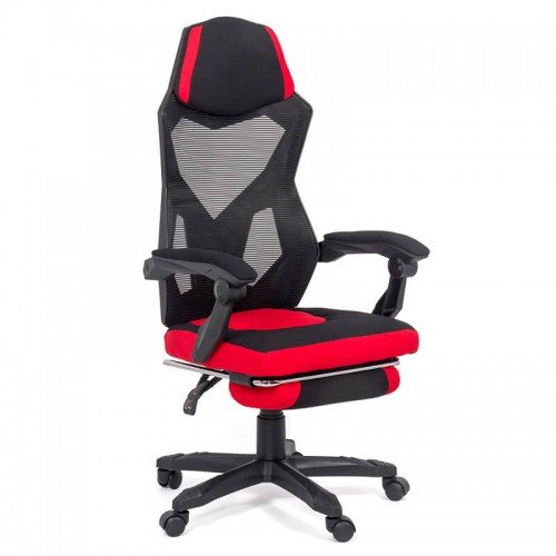 Scaun gaming rosu/negru cu suport de picioare off 304