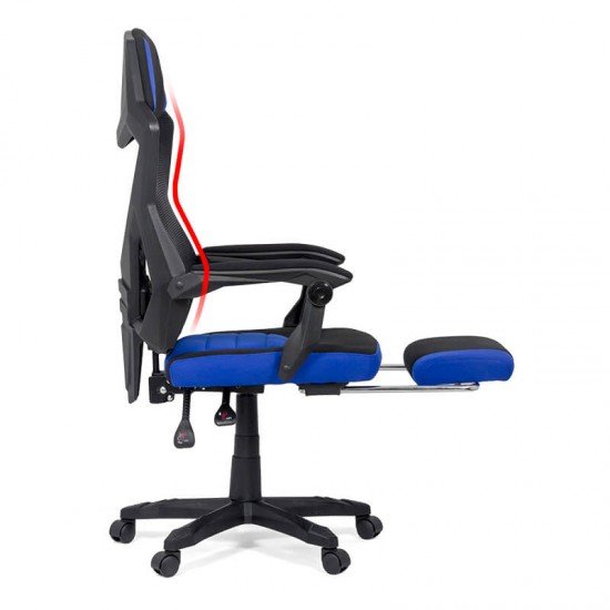 Gaming chair OFF304 blue with footrest