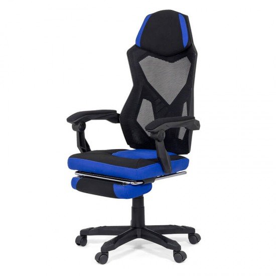 Gaming chair OFF304 blue with footrest