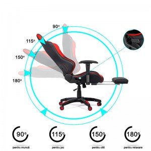 Scaun gaming cu spatar rabatabil OFF 306 rosu Scaun gaming cu spatar rabatabil OFF 306 rosu