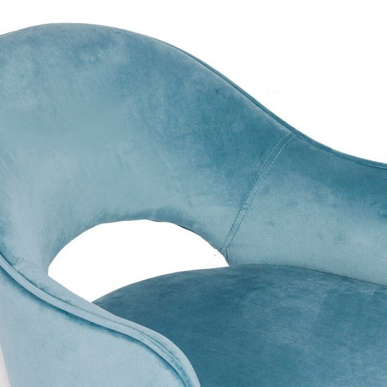 Scaun din catifea pentru birou cu baza aurie OFF 640 bleu Scaun din catifea pentru birou cu baza aurie OFF 640 bleu