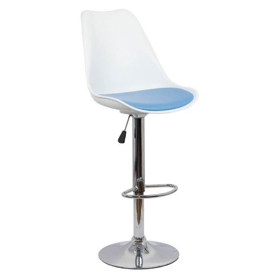 Scaun de bar ABS 142 albastru cu sezut din piele eco Scaun de bar ABS 142 albastru cu sezut din piele eco