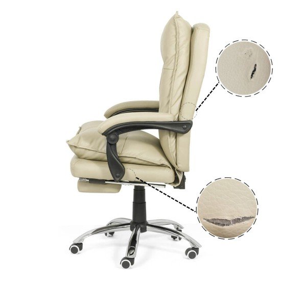 RESIGILAT - Scaun directorial cu suport de picioare si recliner OFF 419 crem