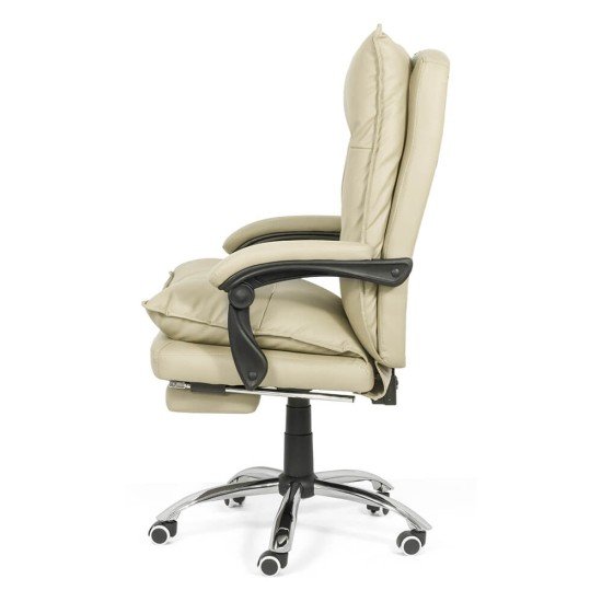 RESIGILAT - Scaun directorial cu suport de picioare si recliner OFF 419 crem