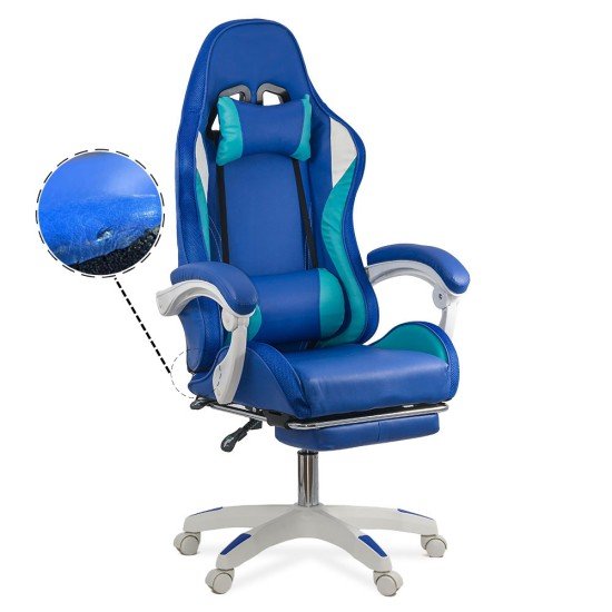 RESEALED - Gaming chair with RGB lighting and footrest OFF 298 blue RESEALED - Gaming chair with RGB lighting and footrest OFF 298 blue