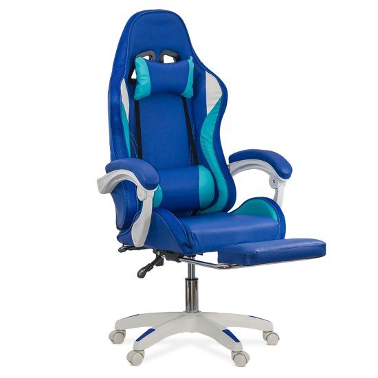 RESEALED - Gaming chair with RGB lighting and footrest OFF 298 blue RESEALED - Gaming chair with RGB lighting and footrest OFF 298 blue