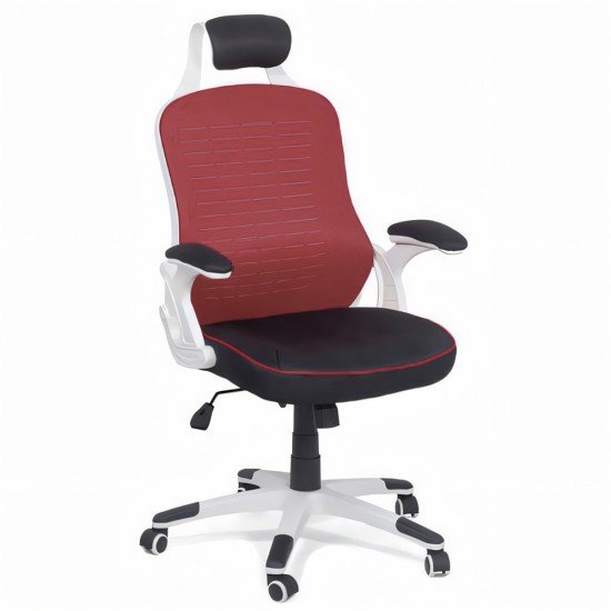 RESEALED - Adjustable and rotating desk chair made of eco leather OFF 904 dark red