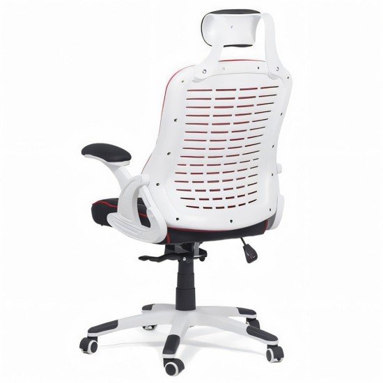 RESEALED - Adjustable and rotating desk chair made of eco leather OFF 904 dark red