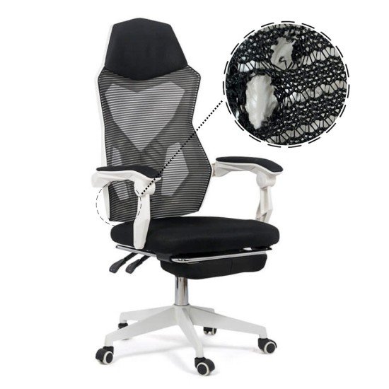 RESEALED - Ergonomic gaming chair with footrest OFF 424 white