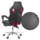 Scaun gaming cu suport picioare din piele eco si mesh OFF 3091 rosu Scaun gaming cu suport picioare din piele eco si mesh OFF 3091 rosu