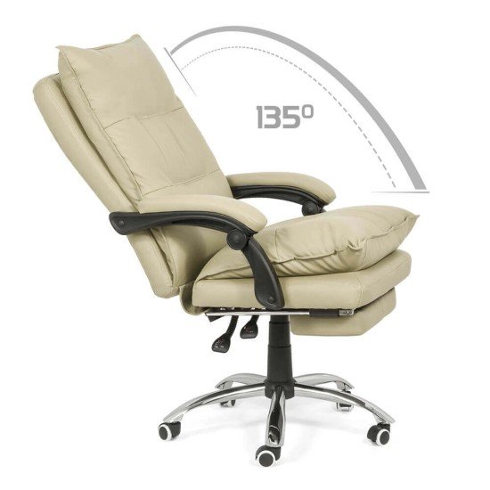 Scaun directorial cu suport de picioare si recliner OFF 419 crem Scaun directorial cu suport de picioare si recliner OFF 419 crem