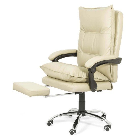 Scaun directorial cu suport de picioare si recliner OFF 419 crem Scaun directorial cu suport de picioare si recliner OFF 419 crem