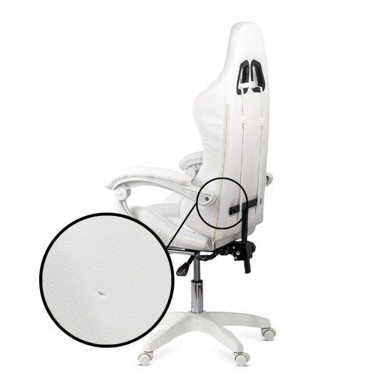 RESIGILAT - Scaun gaming cu suport pentru picioare OFF 298 alb