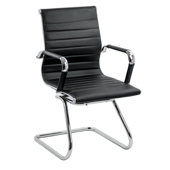 RESEALED - Meeting and visitor hall chair in eco leather OFF 806 black
