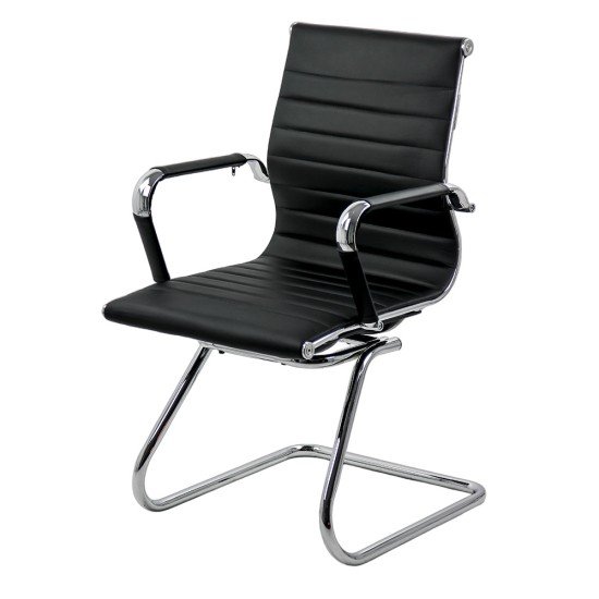 RESEALED - Meeting and visitor hall chair in eco leather OFF 806 black