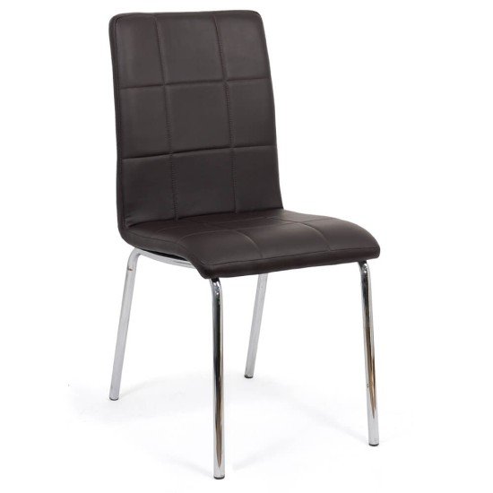 Scaune de bucatarie BUC 230 maro din piele eco si cadru cromat Scaune de bucatarie BUC 230 maro din piele eco si cadru cromat