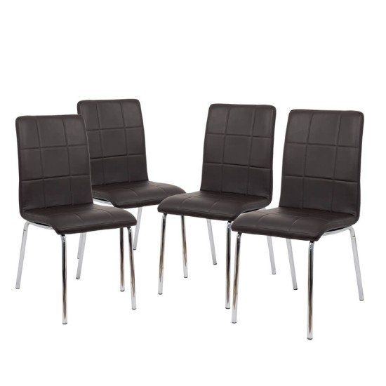 Scaune de bucatarie BUC 230 maro din piele eco si cadru cromat Scaune de bucatarie BUC 230 maro din piele eco si cadru cromat