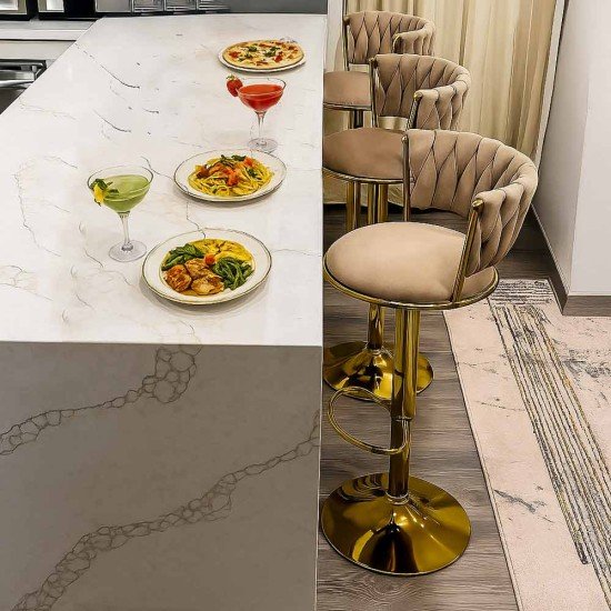 ABS velvet bar stool 118 beige