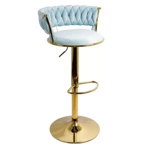 Scaun bar catifea ABS 118 albastru