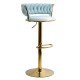 Bar stool upholstered with swivel velvet and adjustable height with golden base ABS 118 blue