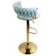 Bar stool upholstered with swivel velvet and adjustable height with golden base ABS 118 blue