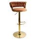 Bar stool upholstered with swivel velvet and adjustable height with golden base ABS 118 brown