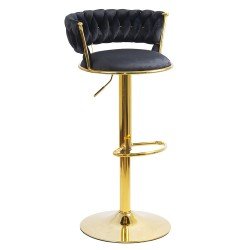 Scaun bar reglabil pe înălțime, rotativ, suport picioare, catifea, negru, ABS 118 Scaun bar reglabil pe înălțime, rotativ, suport picioare, catifea, negru, ABS 118