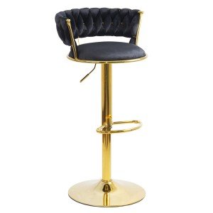 Scaun bar reglabil pe înălțime, rotativ, suport picioare, catifea, negru, ABS 118 Scaun bar reglabil pe înălțime, rotativ, suport picioare, catifea, negru, ABS 118