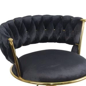 Scaun bar reglabil pe înălțime, rotativ, suport picioare, catifea, negru, ABS 118