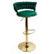 Bar stool upholstered with swivel velvet and adjustable height with golden base ABS 118 green