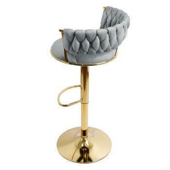 Scaun bar reglabil pe înălțime, rotativ, suport picioare, catifea, gri, ABS 118
