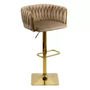 Scaun de bar bej, design luxos, tapițerie premium, stabilitate maximă ABS 118P