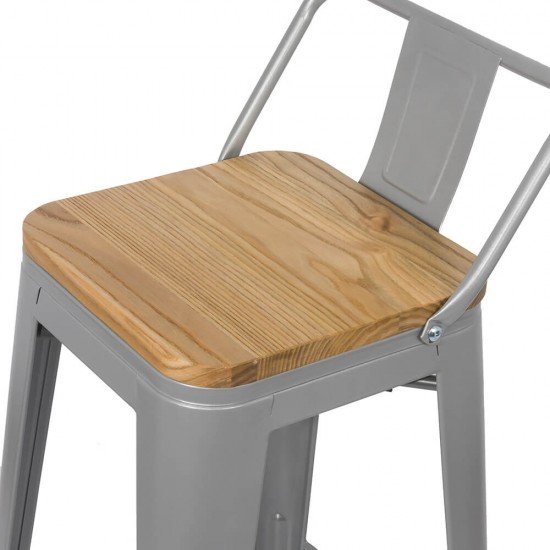 Scaun bar metalic cu spatar ABS124H-gri Scaun bar metalic cu spatar ABS124H-gri