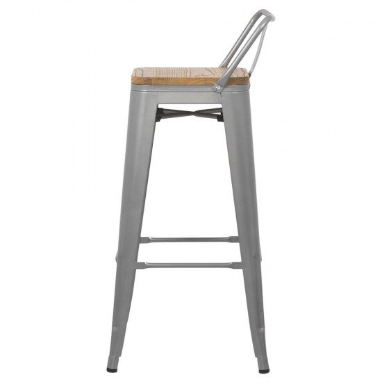 Scaun bar metalic cu spatar ABS124H-gri Scaun bar metalic cu spatar ABS124H-gri