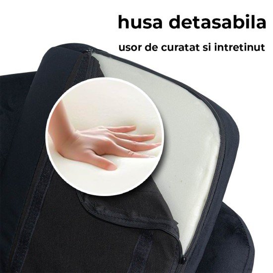 Scaun de bar negru ABS 1271 din catifea cu picioare din lemn
