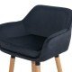 Scaun de bar negru ABS 1271 din catifea cu picioare din lemn