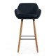 Scaun de bar negru ABS 1271 din catifea cu picioare din lemn
