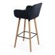 Scaun de bar negru ABS 1271 din catifea cu picioare din lemn