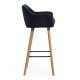 Scaun de bar negru ABS 1271 din catifea cu picioare din lemn
