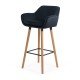Scaun de bar negru ABS 1271 din catifea cu picioare din lemn