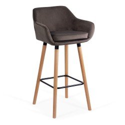 Scaun de bar cu șezut din catifea și cadru din lemn de fag ABS 1271 gri Scaun de bar cu șezut din catifea și cadru din lemn de fag ABS 1271 gri