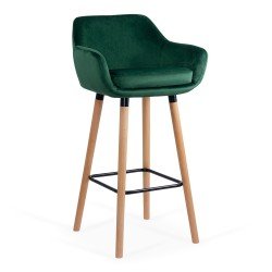 Bar stool with velvet seat and Beech wood frame ABS 1271 green