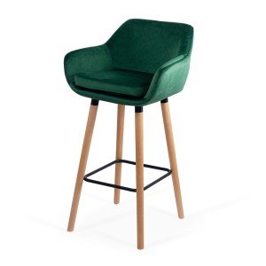 Scaun de bar cu șezut din catifea și cadru din lemn de fag ABS 1271 verde Scaun de bar cu șezut din catifea și cadru din lemn de fag ABS 1271 verde