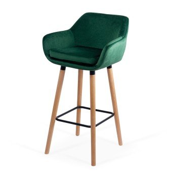 Scaun de bar cu șezut din catifea și cadru din lemn de fag ABS 1271 verde