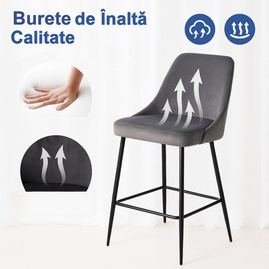 Scaun de bar gri, fix, clasic, modern ABS 143